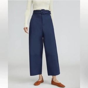 Everlane The Structured Cotton Belted Pant Ankle Wide Leg High Rise Women's 6